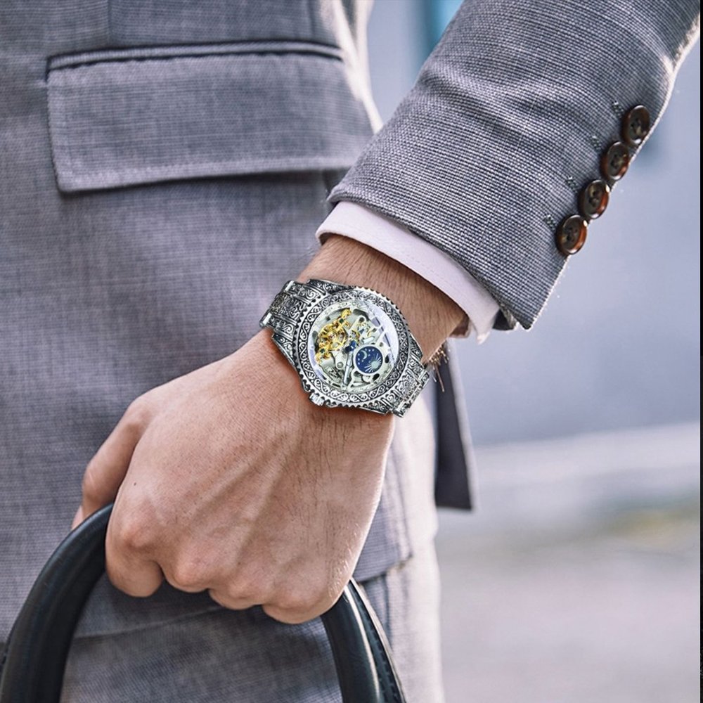 Automatic Tourbillon Moon Phase Mechanical Watch